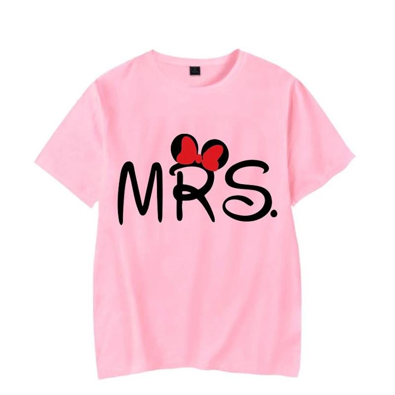 Kreslená myš MR MRS Potisk Pár Tričko Léto Krátký rukáv Tričko Potisk písmen T Móda Ležérní Volné Milenci Tričko Unisex