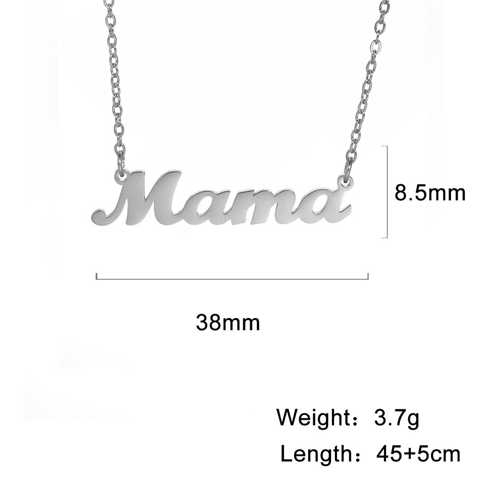 Lemegeton Mama Letter Necklace For Women Super Papa Mom Dad Pendant Stainless Steel Chain Choker Necklace Jewelry Mother's Day
