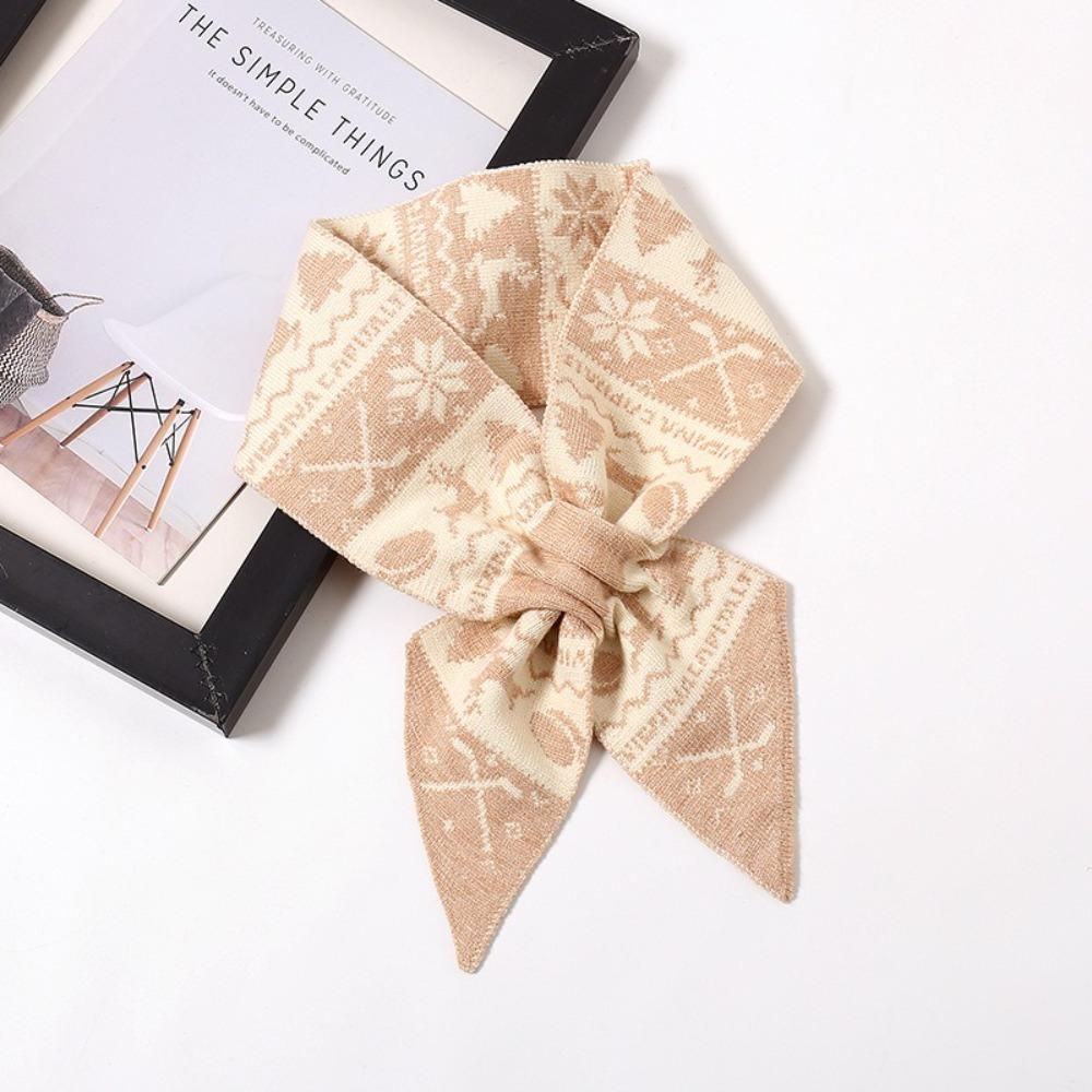 Jacquard Winter Knitted Scarves Korean Style Woolen Neckerchiefs Casual Women Scarf  Christmas