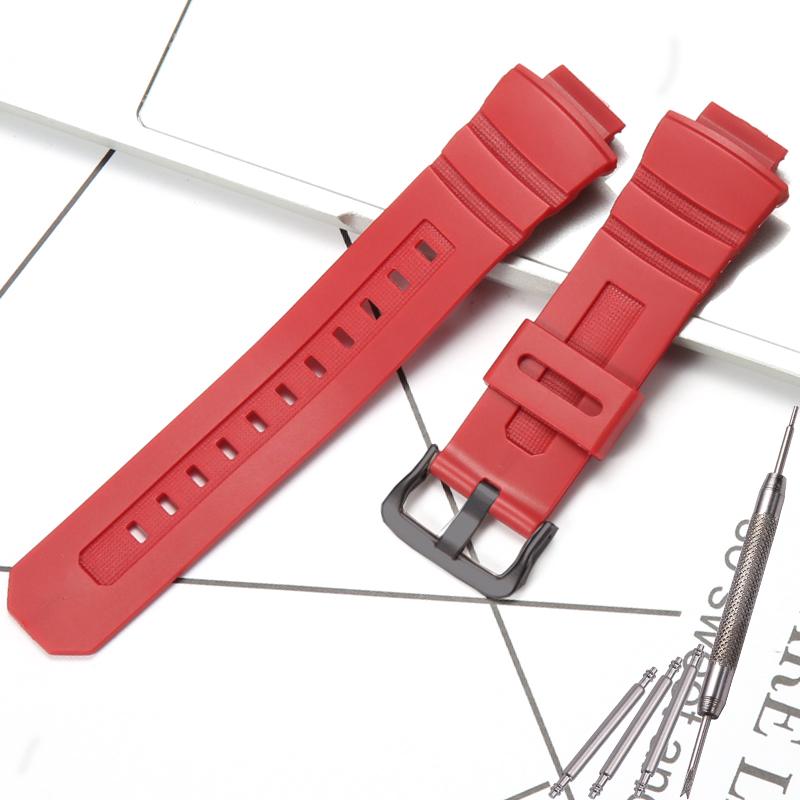 Příslušenství k hodinkám Pro Casio AW-591 AW-590 AWG-M100 AWG101 Řemínek 16mm Pánský Pryskyřičný Řemínek na hodinky Sportovní Voděodolný Náramek