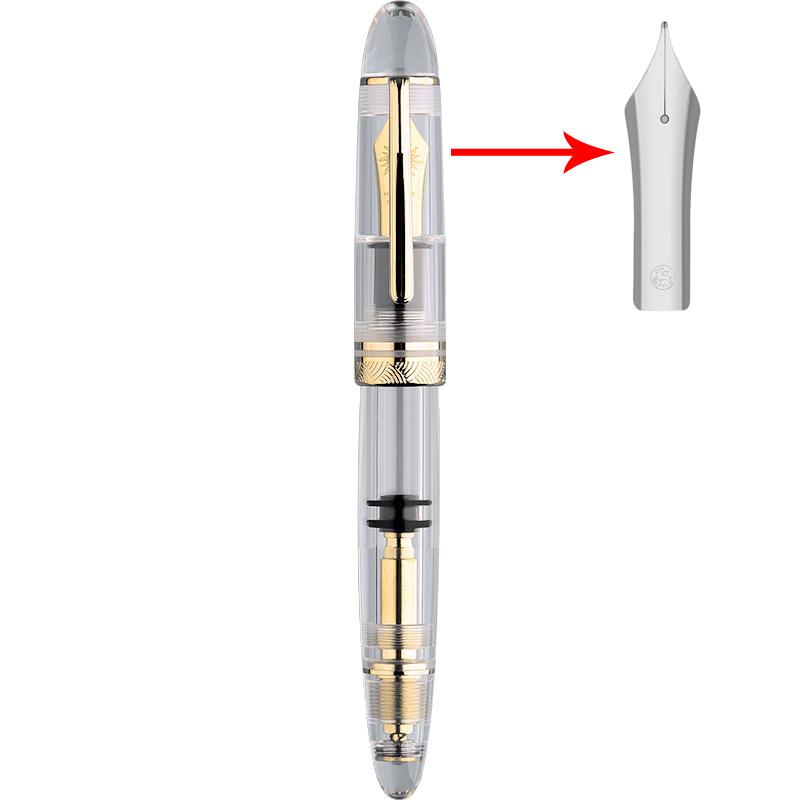 

4 Color Huge MAJOHN P140 NO.8 F/M Nib Acrylic Piston Transparent Fountain Pen Ebonite Feed Large Capacity Ink Writing Luxury Pen Only Nib