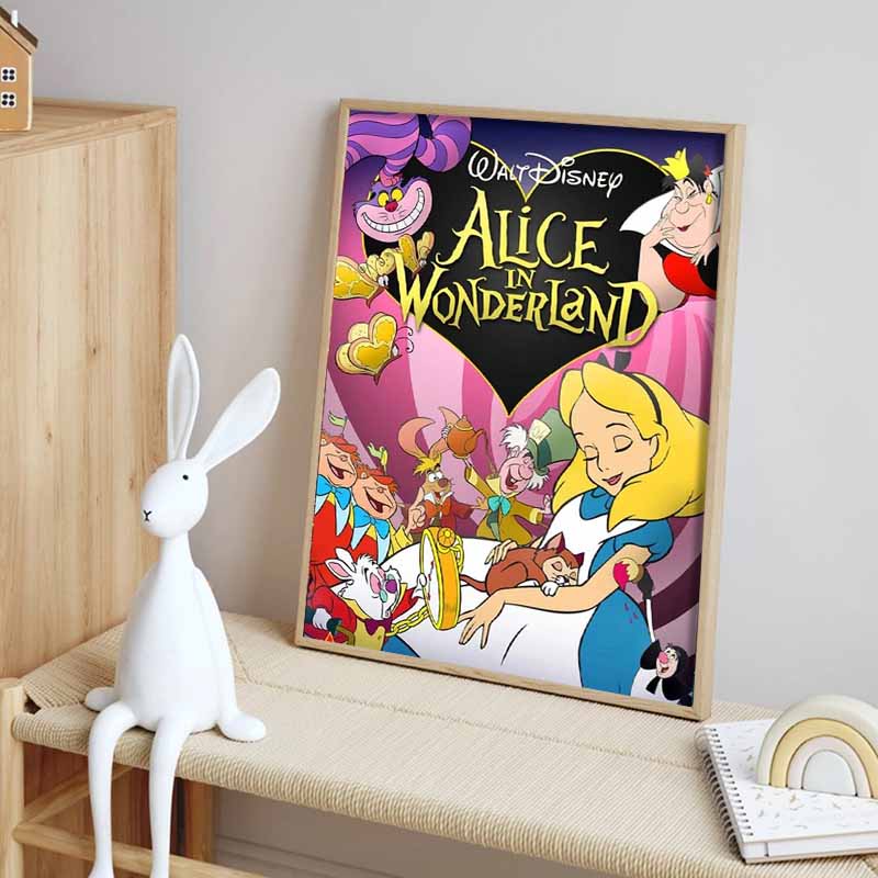 Disney Diamond Painting: Alice in Wonderland Classic Animation Poster Cute DIY Rhinestone Mosaic Cross Stitch Kit Embroidery Gift for Home Decor