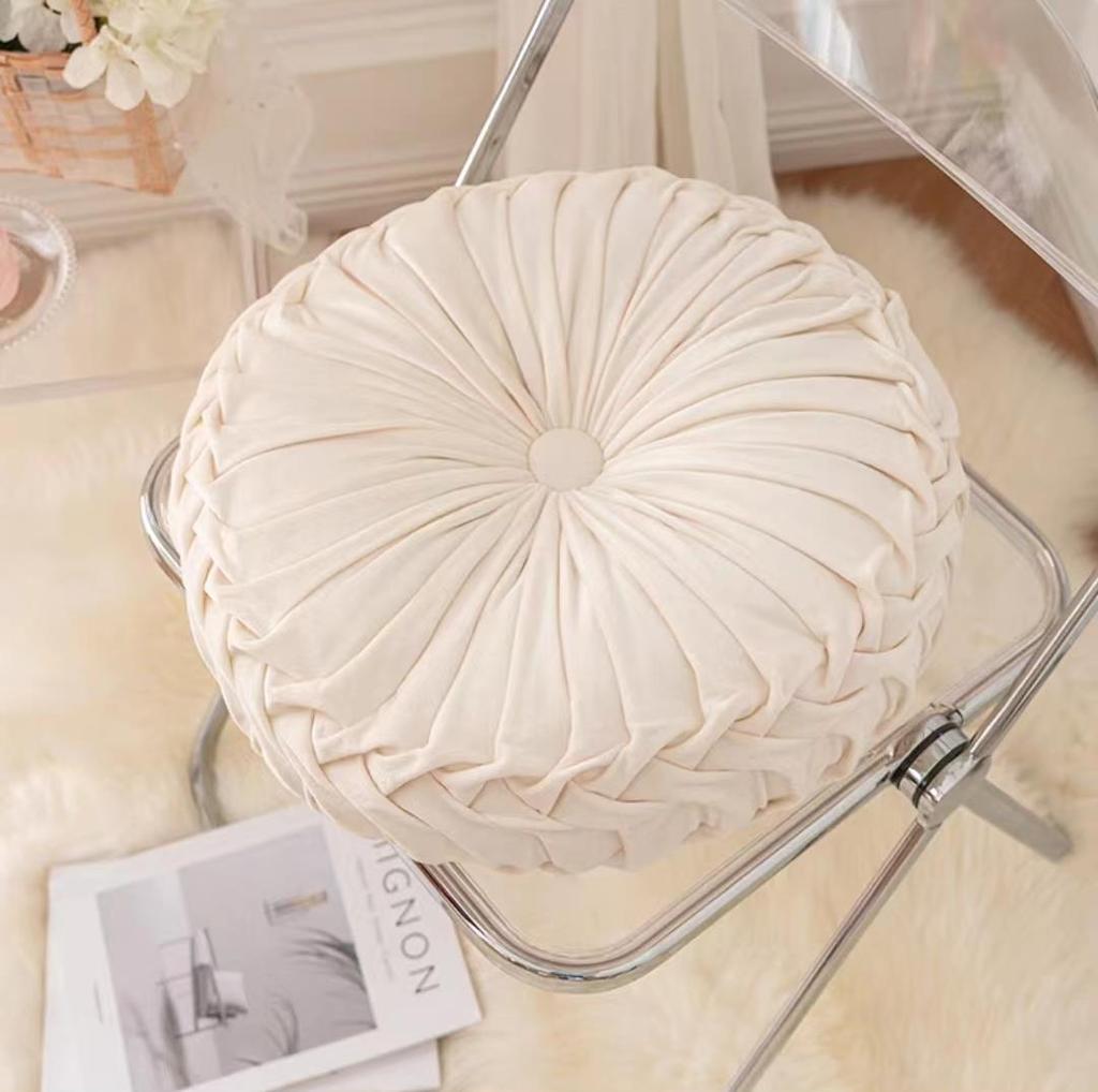 Nordic Pumpkin Pleated Round Throw Pillow Cushion for Sofa & Living Room