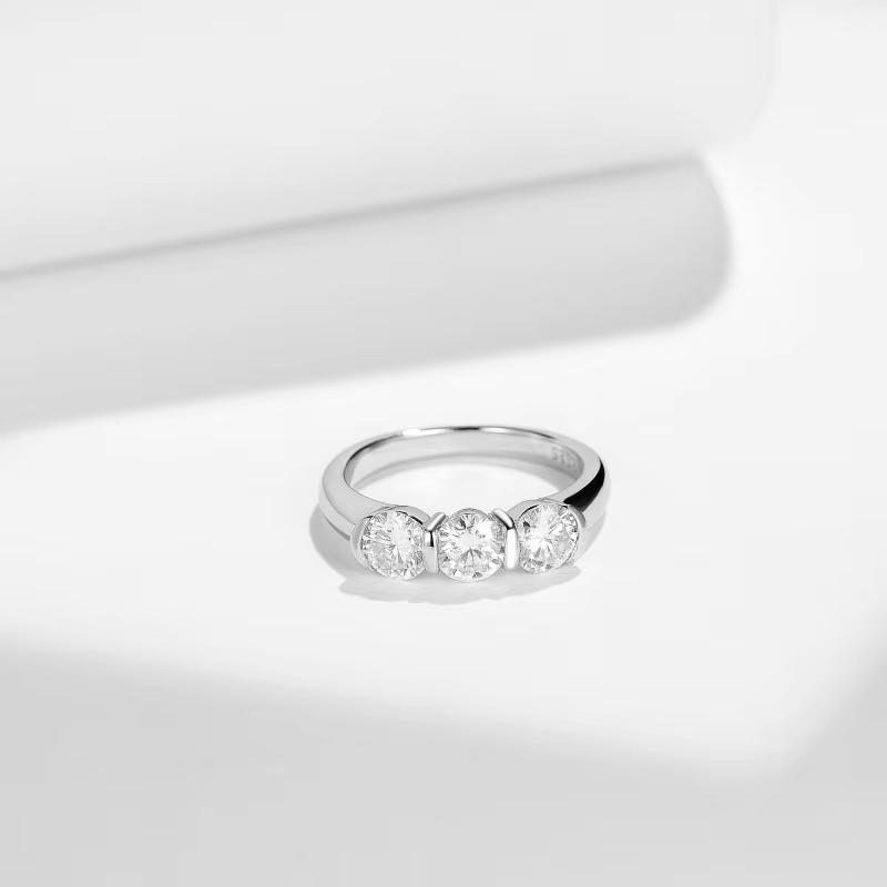 D Color Women Moissanite Ring S925 Silver Round Cut Moissanite Rings for Women Luxury Blue Green Women Moissanite Ring