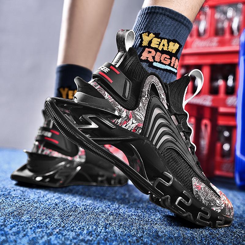 New Autumn Large-size Men's Shoes, Blade Shock Absorption and Breathable Shoes, Thin Mesh Heightening Running Sneakers