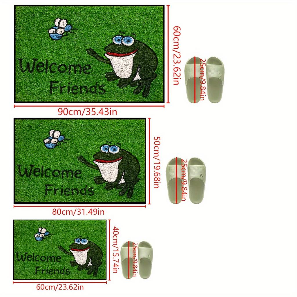 VIKAMA Cartoon Frog Carpet Doormat Green Welcome Mat Rug For Bedroom Carpet For Live Room Outdoor Carpet Thin Home Decoration