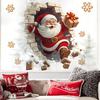 Adesivi Murali Babbo Natale Natale Babbo Natale Che Sfondi Muro di Mattoni Decalcomania Divertente Illusione 3D Accento Aderente per Festa di Vacanza Casa Soggiorno Camera da Letto Decor