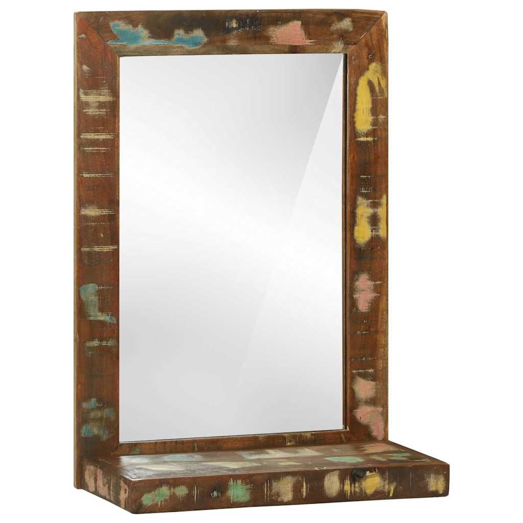 vidaXL Badezimmer Spiegel mit Regal Braun Massives upgecyceltes Holz braun