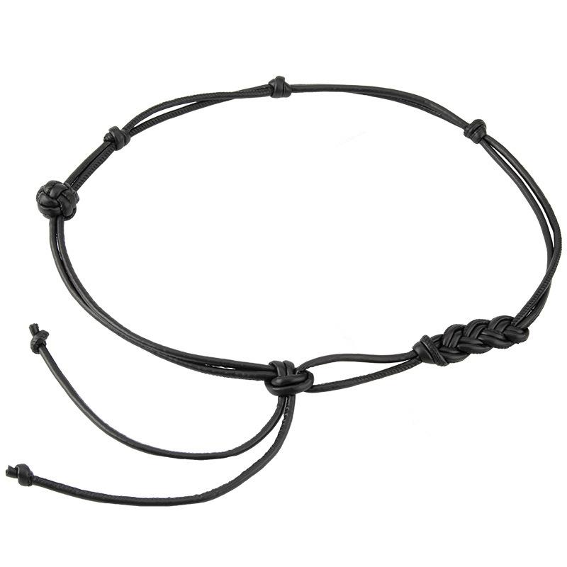 

Европейский и американский стиль, простой ретро, ручной работы, плетеный поясной шнур с узлами для женской одежды, из полиуретана, черный, универсальный