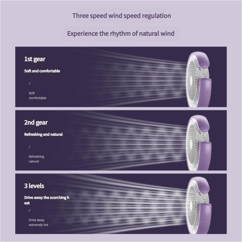 New Design Hot Selling 2 in 1 Multifunctional Moon Shape Portable Adjustable Rechargeable 3 Speed Table Fan with LED Light