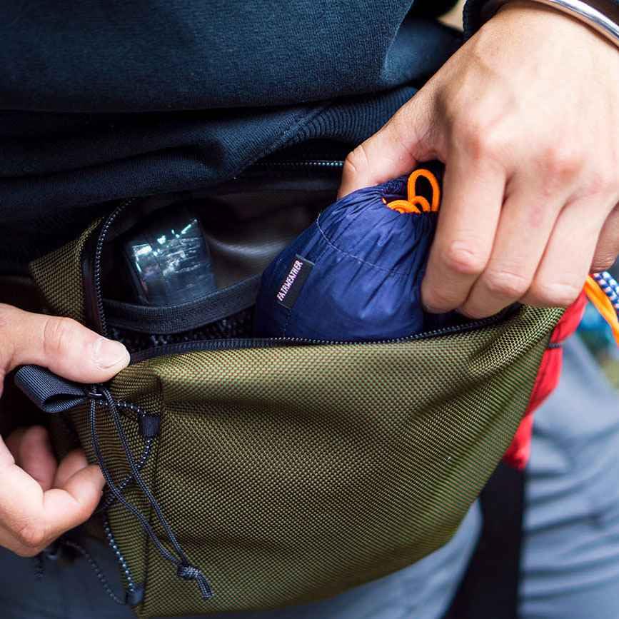 FAIRWEATHER Ballistic/Oliven Hoftesekk, Ballistisk Nylon, Oliven, Midjeveske, Sykkeltur