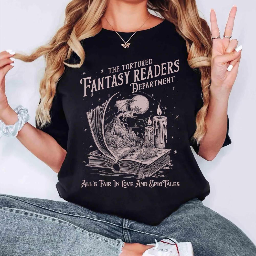 Fantasy Readers Shirt Bookish Dragon RoUnisextasy Tee Clothing Graphic Short Sleeve Shirt Unisex Unisex Women AllSeason