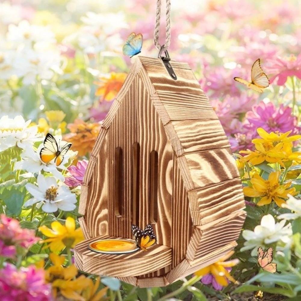 Teardrop Shaped Hanging Butterfly Feeder Rustic Insect Feeder House  Outdoor Garden Use