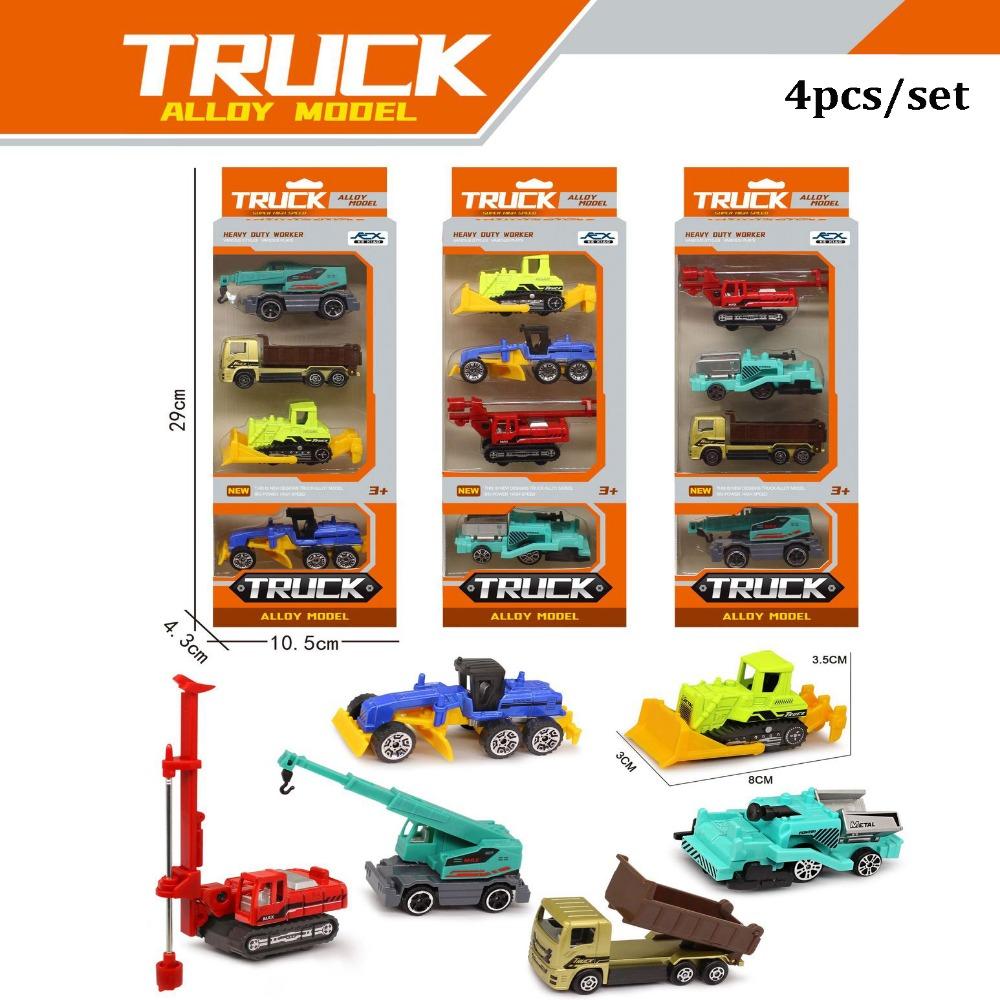 4/6pcs Mini Vehicle Excavator Tractor Toy 2 Styles Classic Construction Car Model  Sliding Boy Gift 4pcs/set