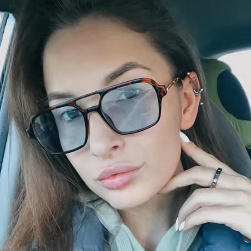 2pcs New Fashion Square Sunglasses Women Candy Color Retro Double Bridge Glasses Men Retro Gradient Eeyglasses Goggle UV400