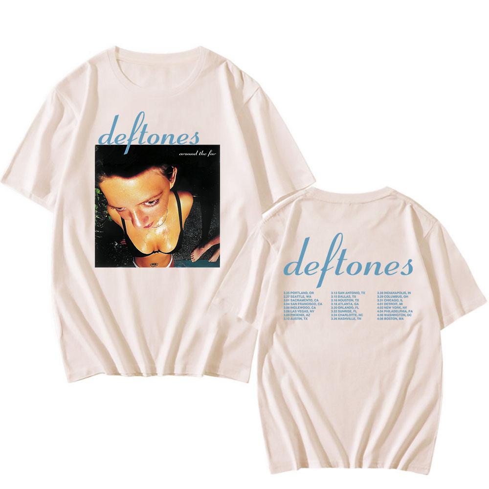 

Футболка Deftones Tour 2025 Футболки з графікою альбому Around The Fur Бавовняна літня футболка з коротким рукавом Модні футболки хіп-хоп гурту XS пісочний