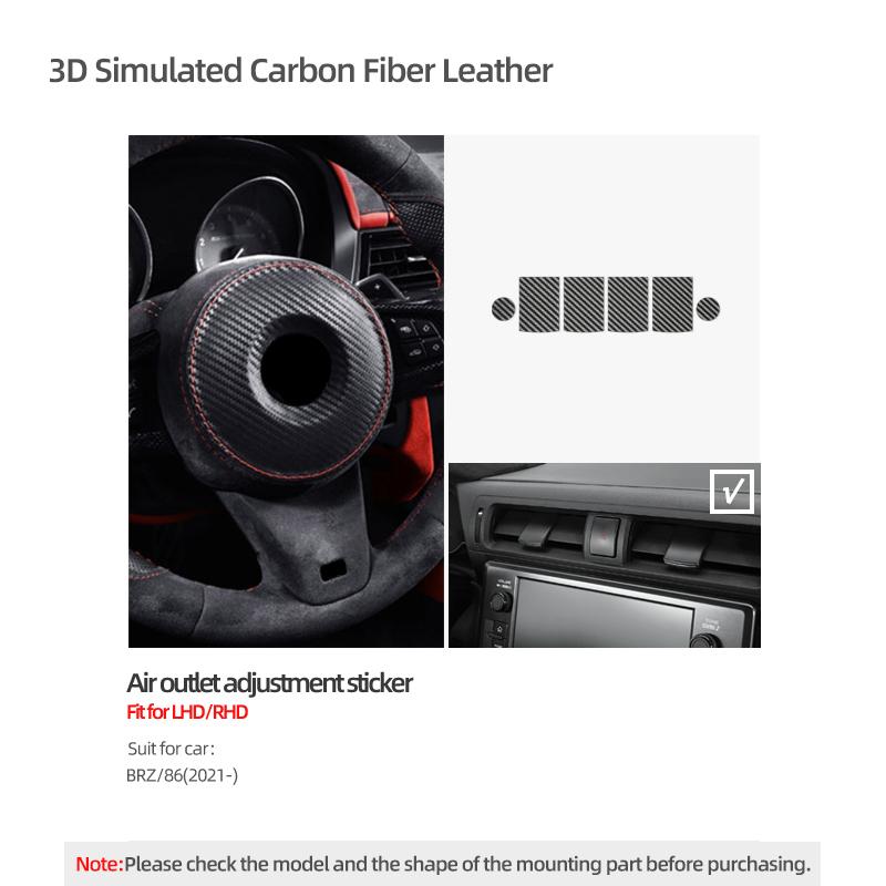 

For Subaru BRZ/Toyota GR86 2026 2026- Made of Alcantara Carbon Fiber Dashboard Air Outlet Trim Sticker Car Interior Accessories