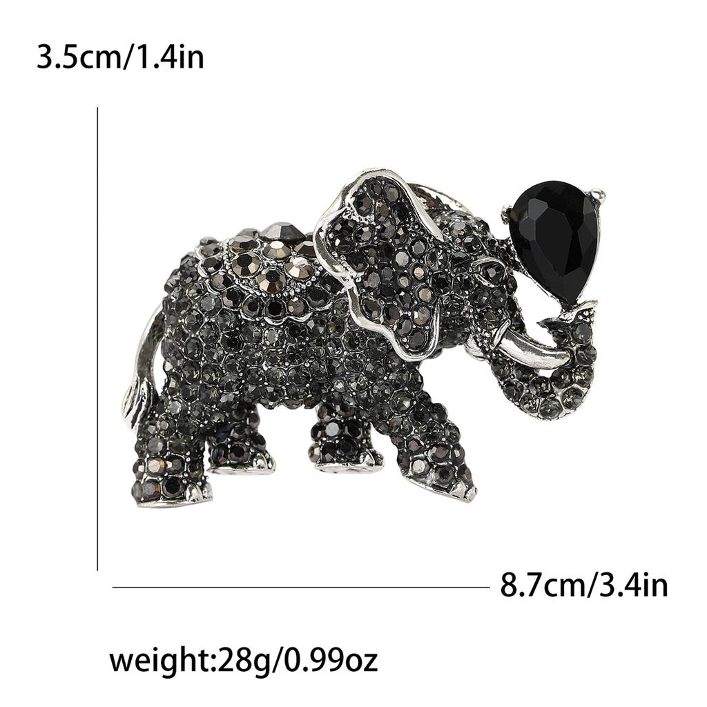 Rhinestone Elephant Brooch for Women Unisex Glass Animal Pin Mammoth Lapel Pins Banquet Party Backpack Gifts Jewelry Accessories