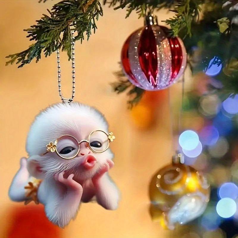5PCS Acrylic Flat Car Hanging Accessories Backpack Accessories Home Decoration Backpack Pendant Christmas Tree Pendant.