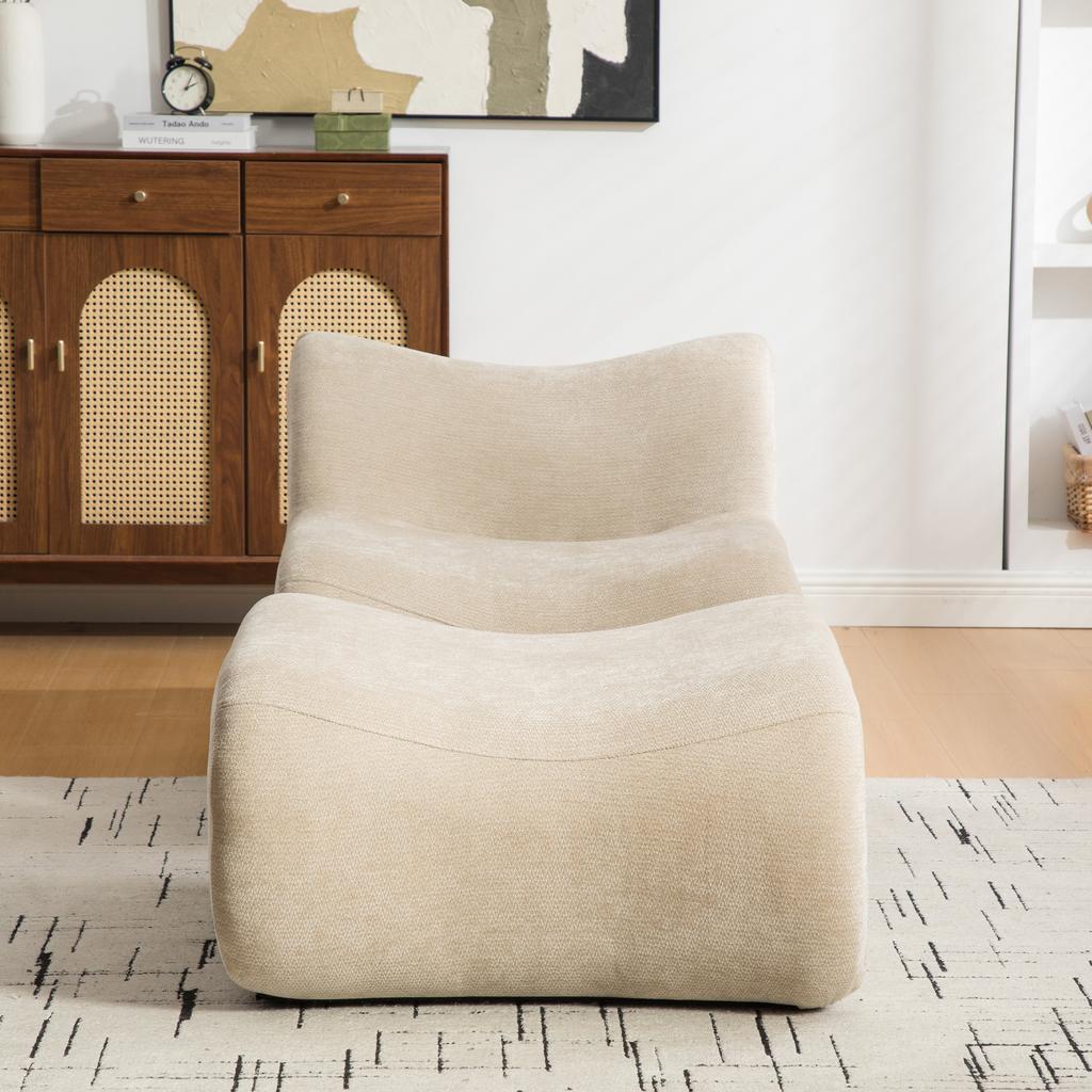 Modular compression sofa made of chenille fabric, filled with 30D high-elastic foam. Easy to move, non-slip base, ideal for living room. Light Khaki