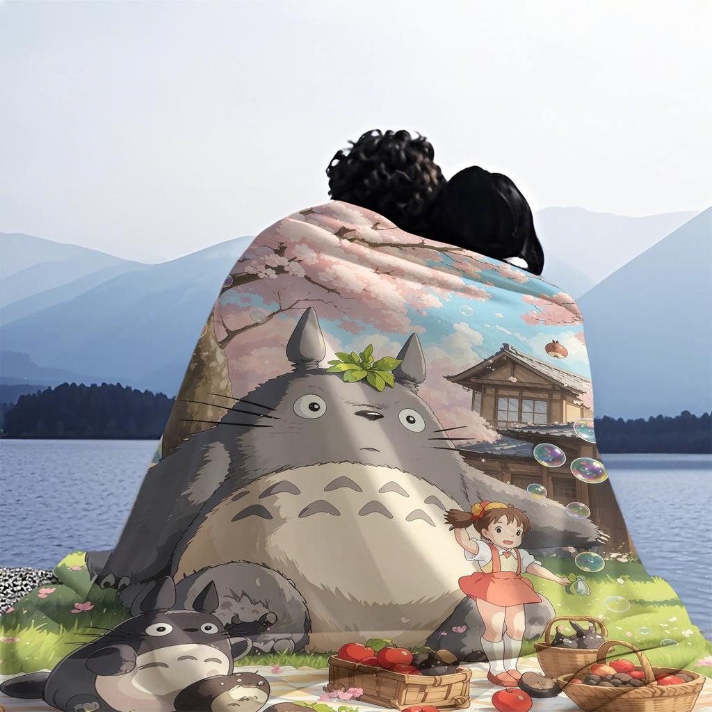 Klassische Cartoon Anime T-Totoros Decke für Büro Reisen Komfort Freizeit Camping Reise Multifunktionale Universelle Decke Ventilator Geschenk