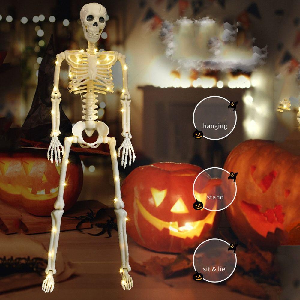 LED Lights Skeleton Human Model Decoration Glow In Dark Scary Decoration  Haunted House