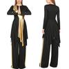 Abito da danza liturgica da donna - Abito patchwork metallizzato con pantaloni a gamba larga, orlo asimmetrico e maniche lunghe per esibizioni in chiesa