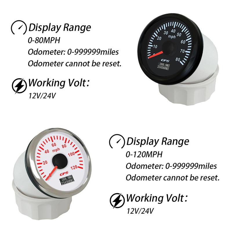 ELING 52mm GPS Speedometer 30M 0-60M 80MPH 120M 0-200MPH Odometer with 7 Colors Backlight for Car Truck Boats