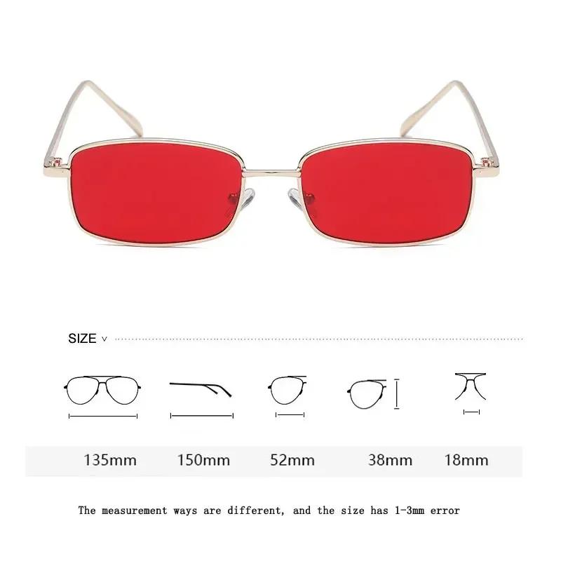 Mode Kleine Rechthoekige Zonnebril Mannen Vrouwen Vintage Vierkante Rij Zonnebrillen Merk Metalen Frame Brillen lentes de sol mujer