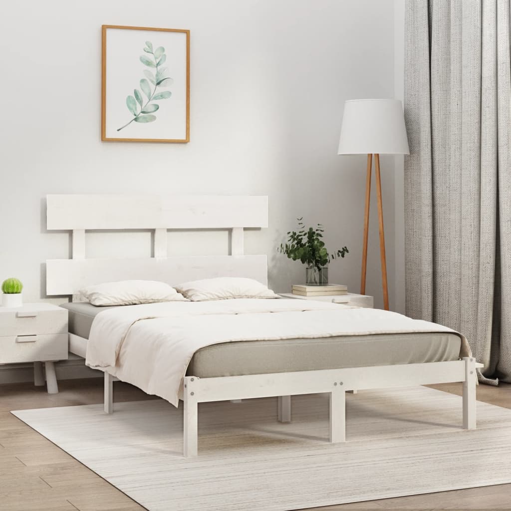 Solid Wood Bed White 180 X 200 Cm