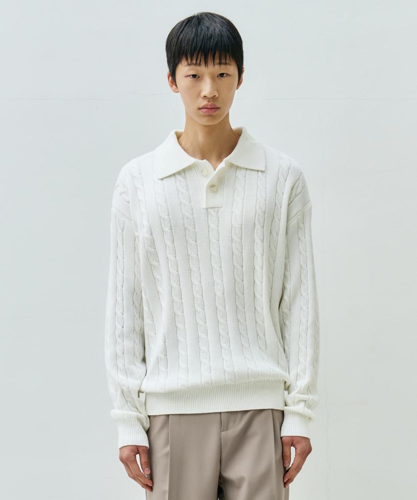 MINAV Maxi Cable Collar Knit [Ivory]