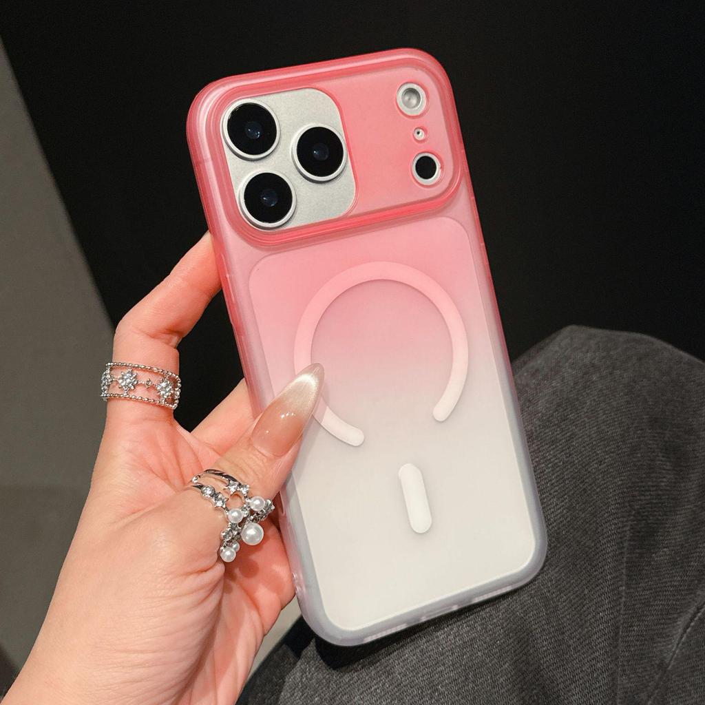 Solid Gradient Magnetic Phone Case for iPhone 17 Pro/16 Pro/15 Plus - Lightweight Semi-Transparent Frosted Design