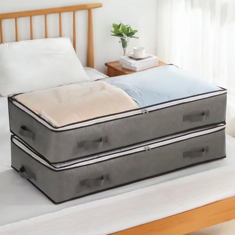 Under-bed Foldable Clear Storage Bag for Clothes, Quilts, and Sundries.