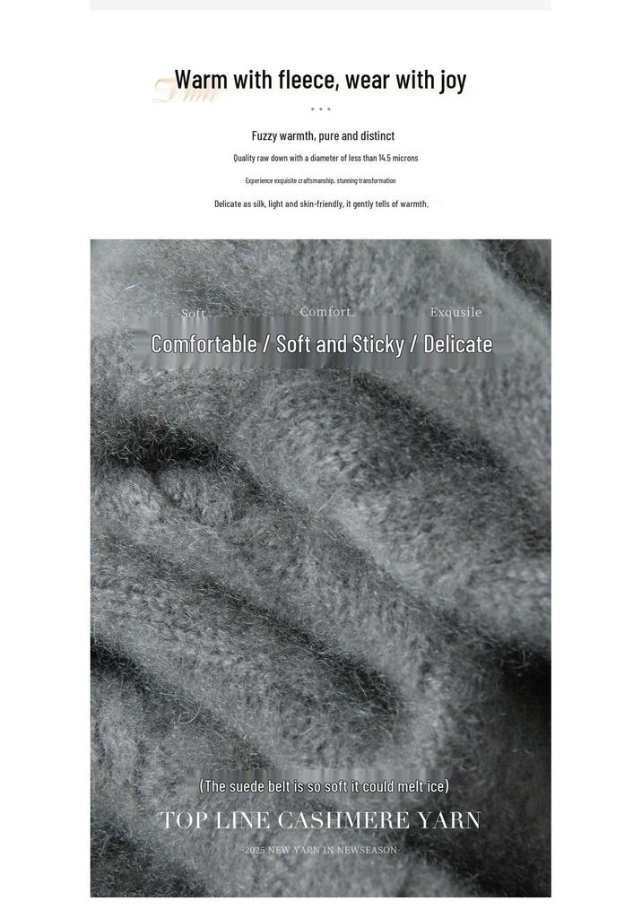 Elegant Women's Color-Block Cable Knit Cashmere Sweater, Round Neck Pullover, Autumn/Winter Style Base Layer Top