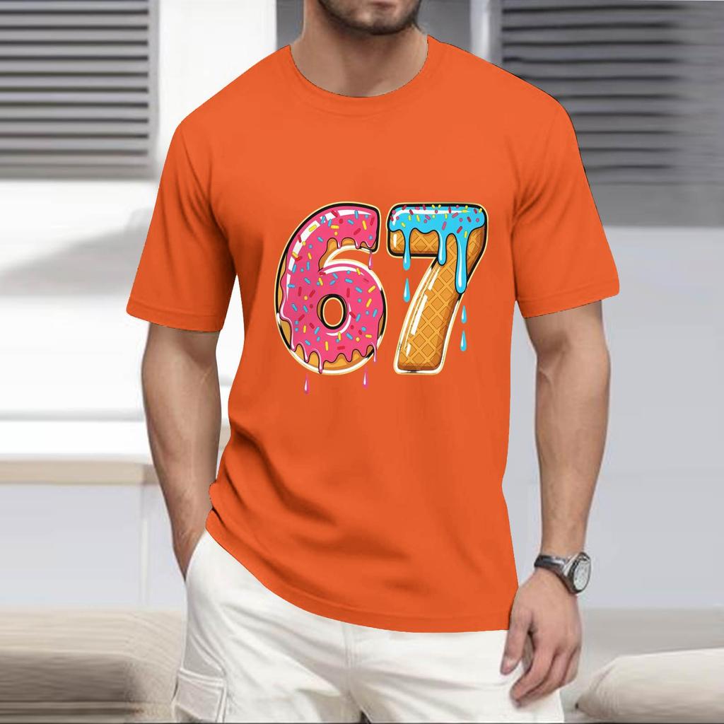 Men's Popular T-shirt Printed Round Neck Short Sleeve T-shirt