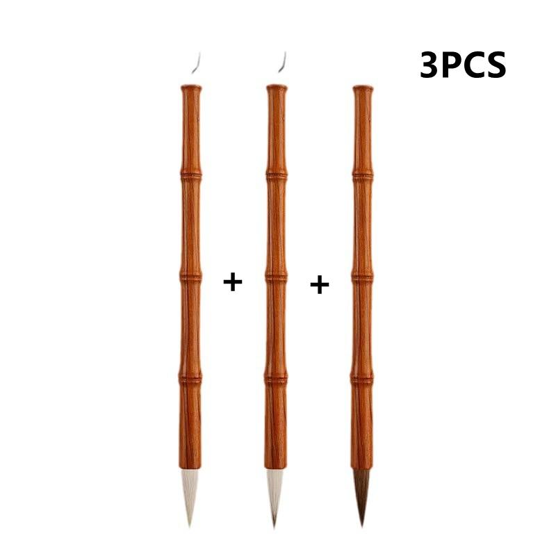 

3Pcs Chinese Calligraphy Brushes Watercolor Oil Painting Wolf Hair Scriptures Writing Brush Wood Art Paint Brush Artist