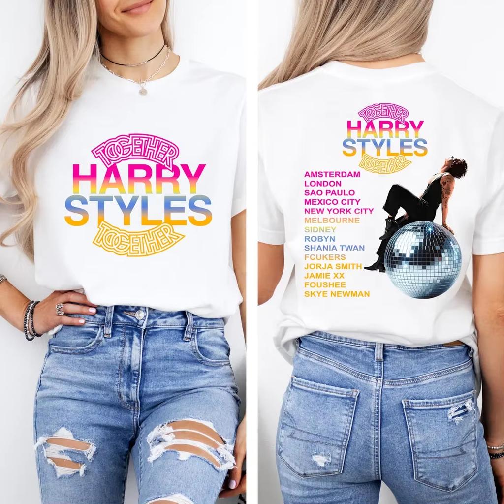 Together Together Tour 2026 Harrystyless T-Shirt Harry Kiss All The Time Disco Hochwertiges Baumwoll-T-Shirt Herren Damen Aufdruck Rundhals Freizeit-T-Shirt