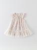 Korean Style Girls' Floral Puff Sleeve Princess Dress with Breathable Mesh Skirt for Infants and Toddlers
