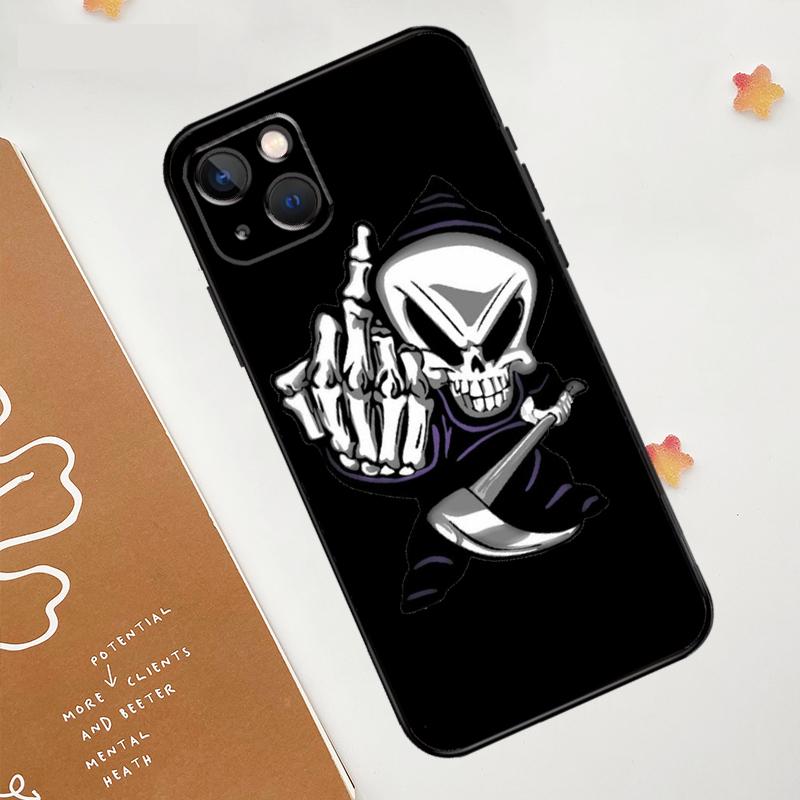 Middle Finger Skeleton Skull Bone Case For Apple iPhone 16 15 14 12 11 13 Pro Max Mini XR 15 16 Plus 16e Protective Cover