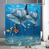 Ocean Animals Shower Curtains Dolphin Sea Turtle Fish Coral Underwater Cave Scenery Fabric Children Bath Curtain Bathroom Decor