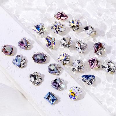 Nail Art Diamond Ball Stack Diamond Finished Nail Art Diamond Decoration Super Shiny Rectangle Right Angle Handmade Diamond Set With Pearl Decoration