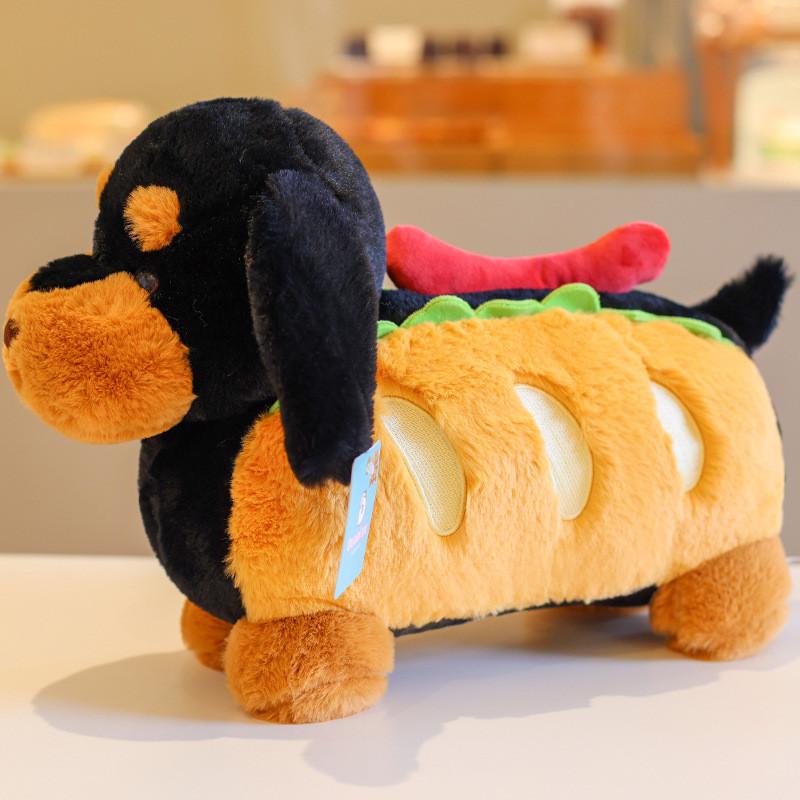 Burger Plush Dog Toy Chef Cartoon Stuffed Animal Doll Cute Kids Birthday Gift