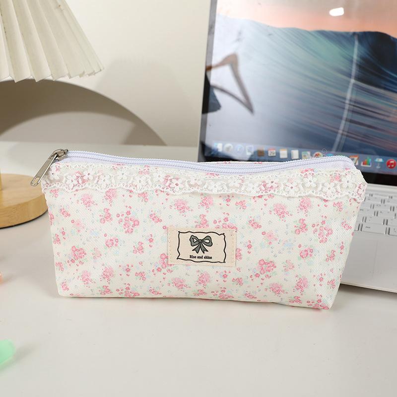 

Lace Floral Design Cosmetics Bag Makeup Brushes Storage Large Capacity Pencil Bag Multifunctional Stationery Bag Pencil Case