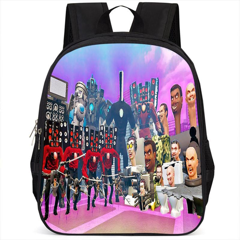 Fashionable Skibidi Toilet Kids Backpack Large Capacity Nylon Bag Unisex Design