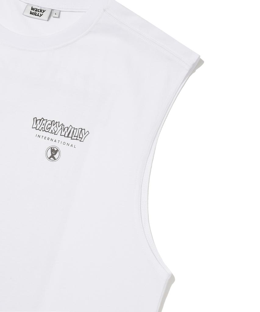 WACKY WILLY Summer Print Sleeveless T-Shirt White