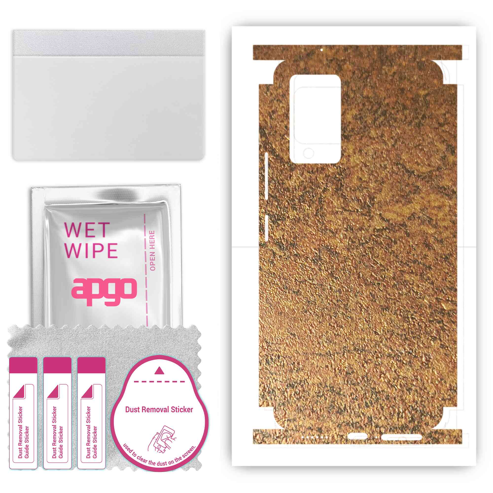 

Apgo Protective Skin Sticker for the back+sides compatible with Vivo V21, Full Wrap Film, Foil, Vinyl - Pattern Rusty Copper