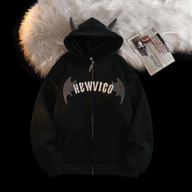 Women's Fleece-Lined Embroidered Hoodie Cardigan: Autumn/Winter 2023 Collection