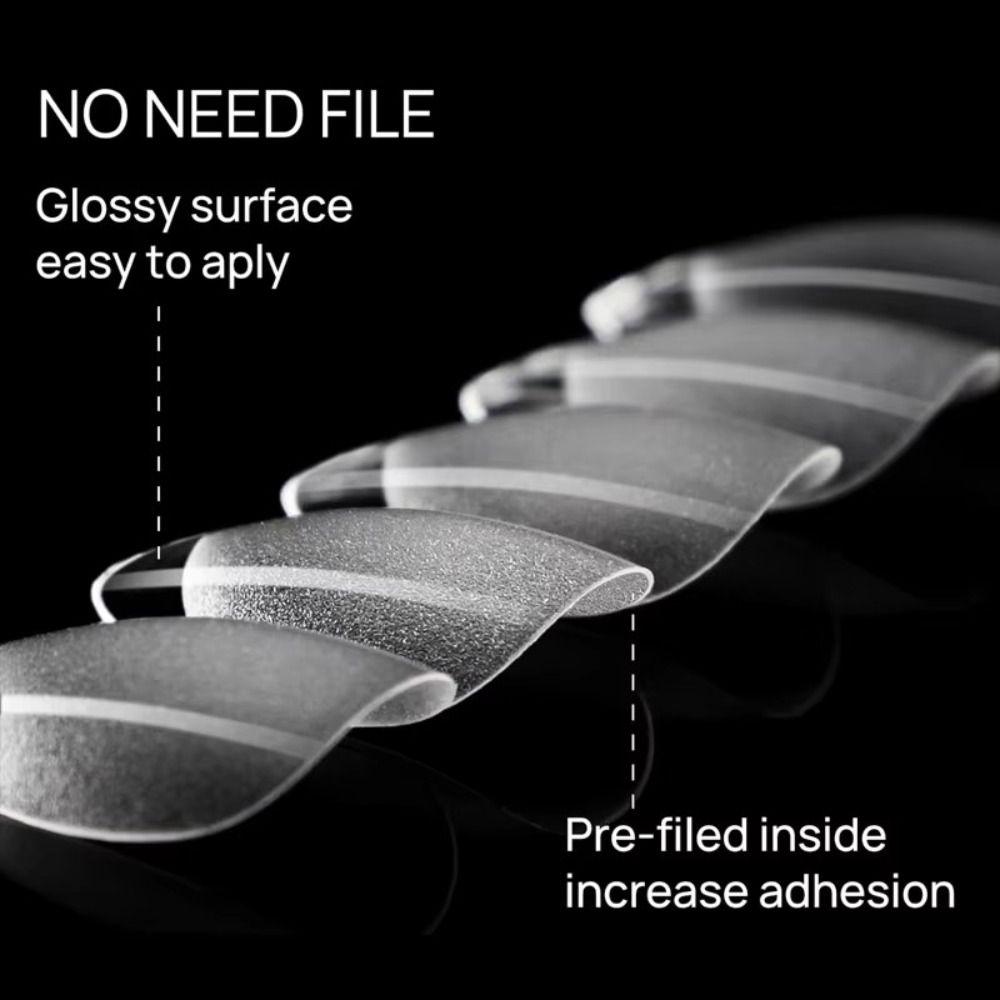 360Pcs Ultra-short Semi-frosted Transparent Nail Plates Traceless Full Cover Dual Nail Forms Almond Oval Coffin Square Reusable