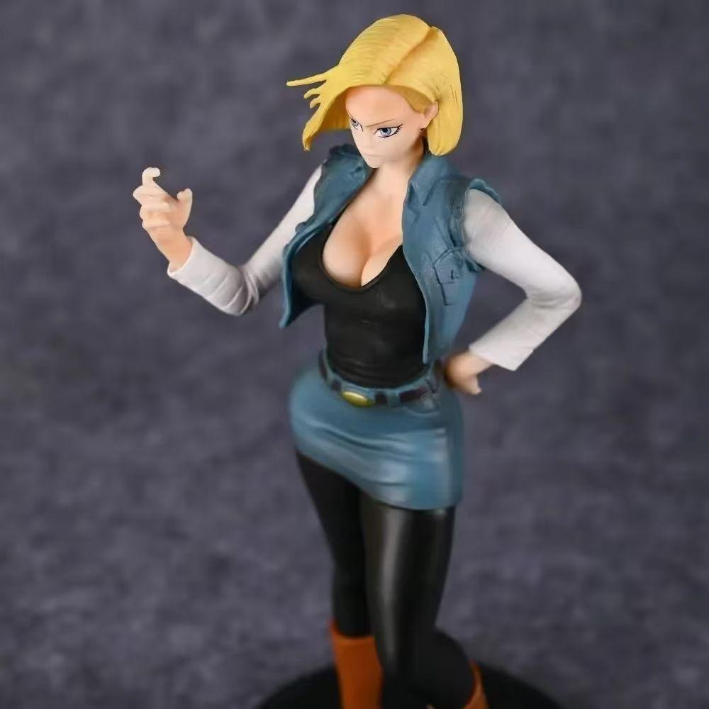 Dragon Ball Z Anime Figure 19cm Battle Android 18 Female Figure PVC Action Scene Standing Posture Collect Doll Statue Toy Gift