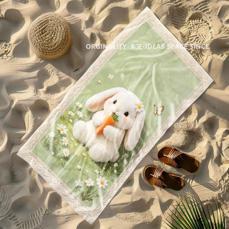 Süßes Kaninchen Gänseblümchen Strandtuch Gemustert Sonnenschutz Und Winddicht Geeignet Für Schwimmbad Camping Reisen